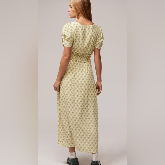 Urban Outfitters Kimchi Blue Ioni Midi Dress Yellow & Green Small - Picture 3 of 11